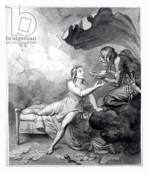 Постер Thomas Chatterton receives a bowl of poison from Despair с типом исполнения На холсте в раме в багетной раме 221-03