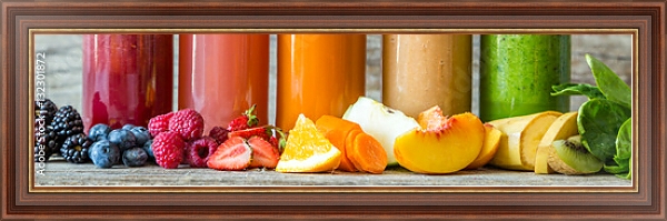 Постер Разноцветные фруктовые соки с типом исполнения На холсте в раме в багетной раме 35-M719P-83
