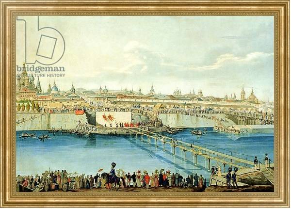 Постер Laying of the Moskvoretsky Bridge in Moscow, 1830 с типом исполнения На холсте в раме в багетной раме NA033.1.051