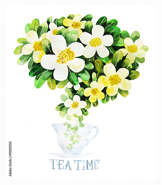 Постер Время для чая с типом исполнения На холсте в раме в багетной раме 221-03
