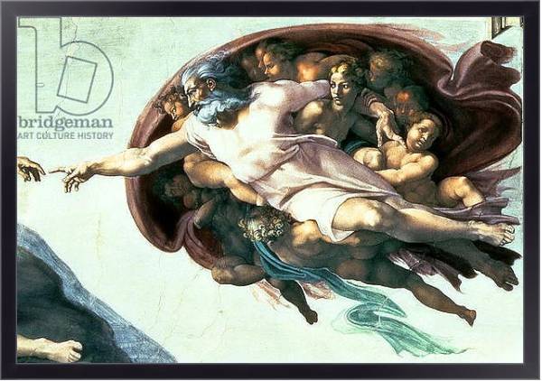 Постер Sistine Chapel Ceiling: Creation of Adam, 1510 с типом исполнения На холсте в раме в багетной раме 221-01