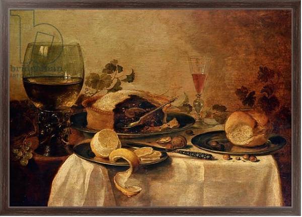 Постер Still Life with Fruit Pie, 1635 с типом исполнения На холсте в раме в багетной раме 221-02