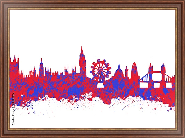 Постер Акварельный художественный оттиск лондонского горизонта с типом исполнения На холсте в раме в багетной раме 35-M719P-83