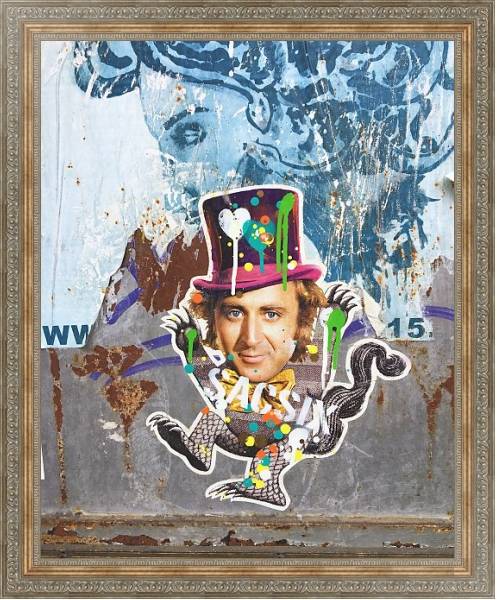 Постер Рисунок шляпника на стене с типом исполнения На холсте в раме в багетной раме 484.M48.310