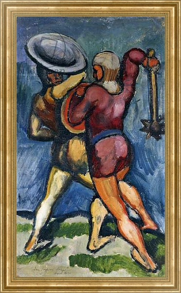 Постер Two Warriors; Zwei Kampfende, 1910 с типом исполнения На холсте в раме в багетной раме NA033.1.051