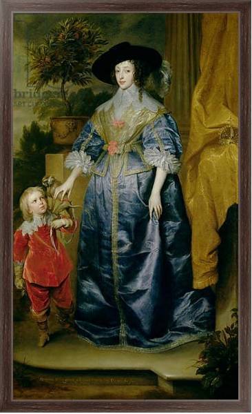 Постер Queen Henrietta Maria and her dwarf Sir Jeffrey Hudson, c.1633 с типом исполнения На холсте в раме в багетной раме 221-02