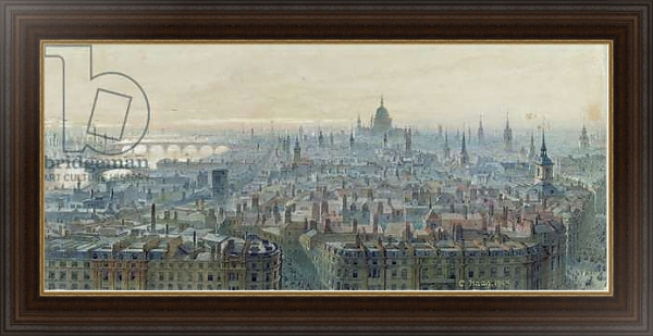 Постер Panorama of London from the top of the Monument, looking west, 1848 с типом исполнения На холсте в раме в багетной раме 1.023.151