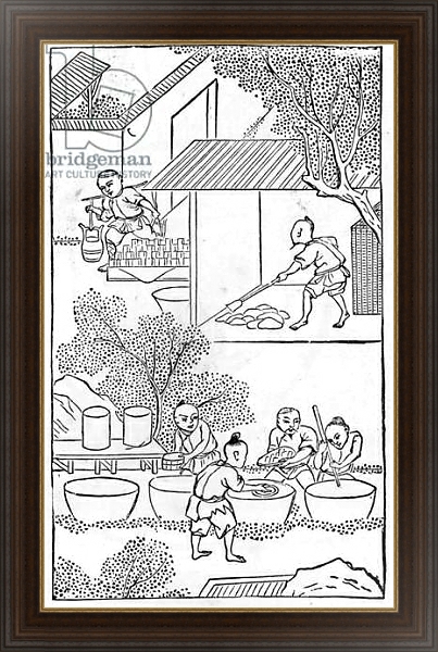 Постер Washing the clay, from a series of illustrations of the manufacture of china с типом исполнения На холсте в раме в багетной раме 1.023.151