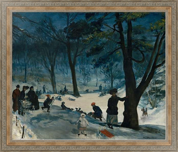 Постер Central Park, Winter, c.1905 с типом исполнения На холсте в раме в багетной раме 484.M48.310