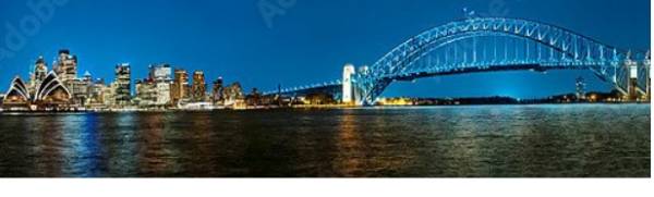 Постер Австралия, Сидней. Ночная панорама города с типом исполнения На холсте без рамы