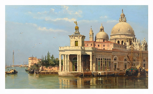 Постер The Dogana with Santa Maria della Salute, Venice с типом исполнения На холсте в раме в багетной раме 221-03