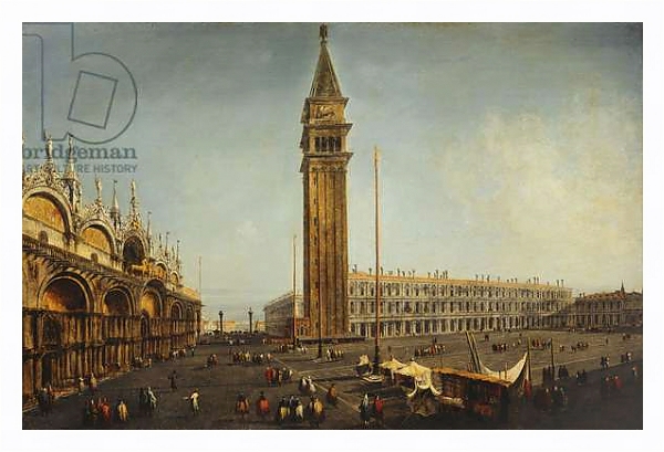 Постер The Piazza San Marco, Venice, from the Torre dell'Orologio, c.1737-9 с типом исполнения На холсте в раме в багетной раме 221-03
