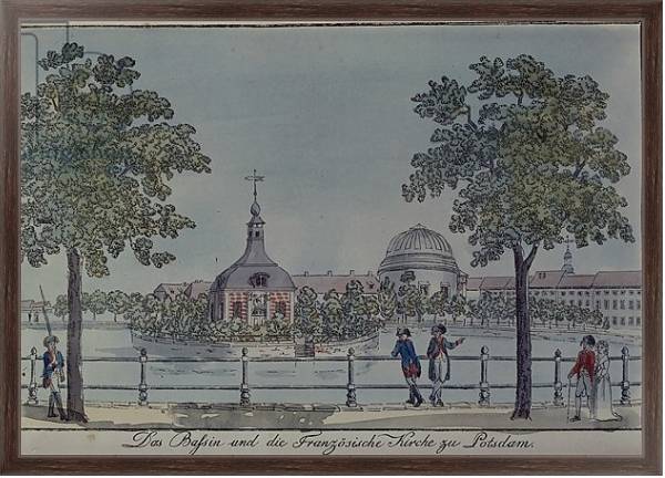 Постер The Pool and French Church in Potsdam, c.1796 с типом исполнения На холсте в раме в багетной раме 221-02