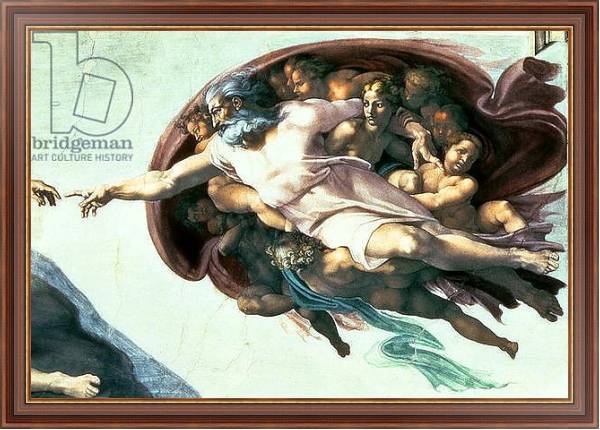Постер Sistine Chapel Ceiling: Creation of Adam, 1510 с типом исполнения На холсте в раме в багетной раме 35-M719P-83