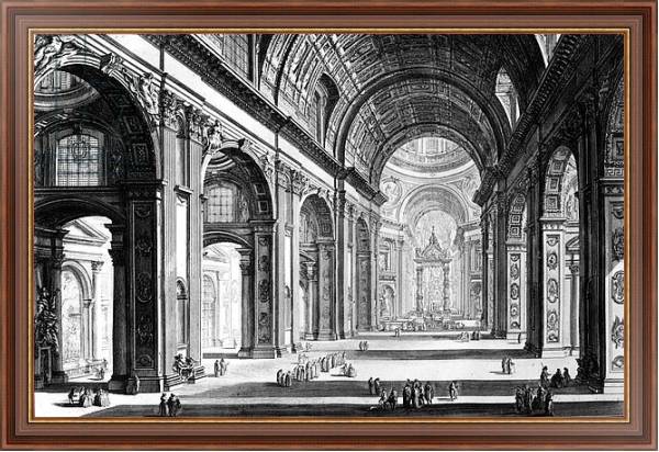 Постер View of the interior of St. Peter's Basilica, from the 'Views of Rome' series, c.1760 с типом исполнения На холсте в раме в багетной раме 35-M719P-83