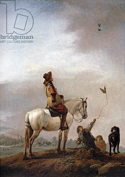 Постер Gentleman on a Horse Watching a Falconer с типом исполнения На холсте без рамы