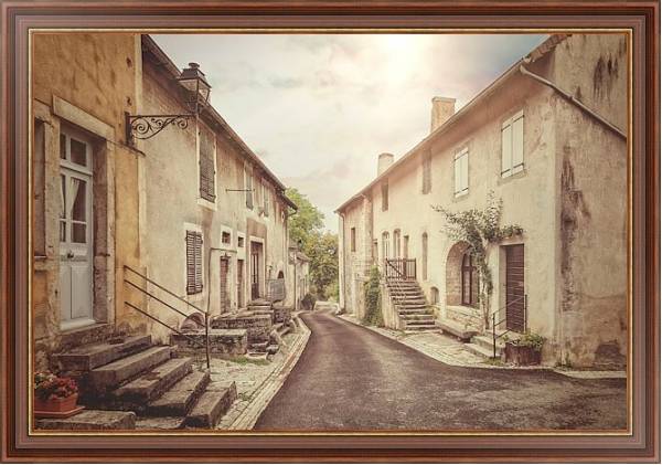 Постер Старая улица во Франции. Винтажный стиль с типом исполнения На холсте в раме в багетной раме 35-M719P-83