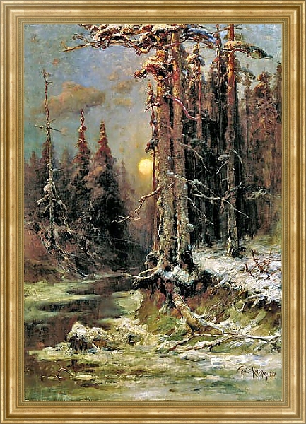Постер Закат солнца зимой. 1897 с типом исполнения На холсте в раме в багетной раме NA033.1.051