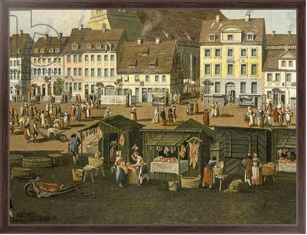 Постер The New Market in Berlin with the Marienkirche c.1770 с типом исполнения На холсте в раме в багетной раме 221-02