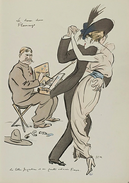 Постер La danse du flamengo ; François Flameng, Jacqueline Forzane с типом исполнения На холсте без рамы