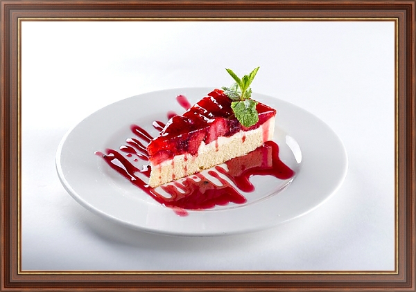 Постер Кусок ягодного торта с типом исполнения На холсте в раме в багетной раме 35-M719P-83
