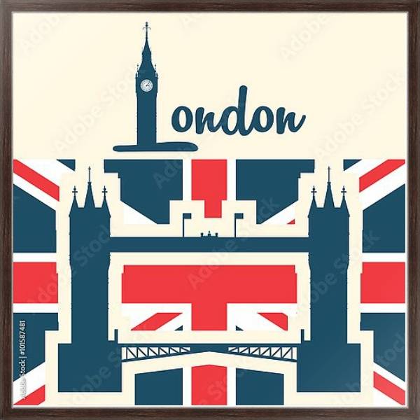 Постер Лондон, символы Англии 6 с типом исполнения На холсте в раме в багетной раме 221-02