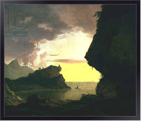 Постер Sunset on the Coast near Naples, c.1785-90 с типом исполнения На холсте в раме в багетной раме 221-01