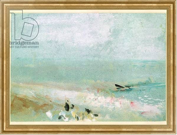 Постер Beach with figures and a jetty. c.1830 с типом исполнения На холсте в раме в багетной раме NA033.1.051