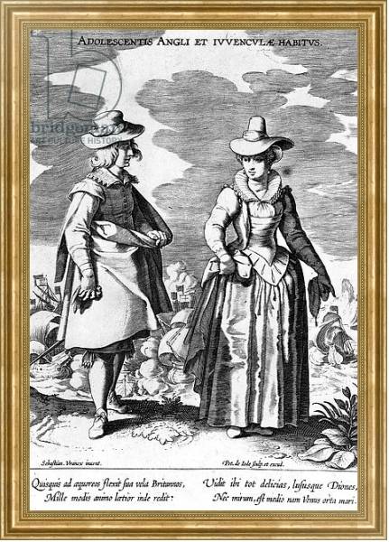 Постер Adoloscentis Angli, taken from Habitus Vararium Gentium Ornatus, 1600-1634 с типом исполнения На холсте в раме в багетной раме NA033.1.051