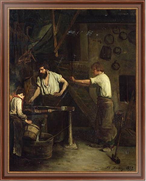 Постер The Blacksmiths, Memory of Treport, 1857 с типом исполнения На холсте в раме в багетной раме 35-M719P-83