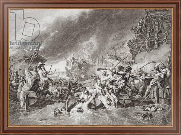 Постер The Battle of La Hogue, Destruction of the French fleet, May 22, 1692 с типом исполнения На холсте в раме в багетной раме 35-M719P-83