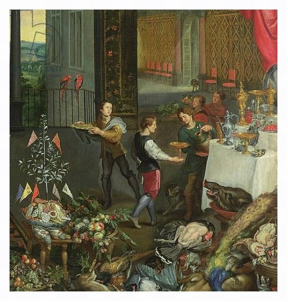 Постер Allegory of Taste, detail of servers bringing wine, 1618 с типом исполнения На холсте в раме в багетной раме 221-03