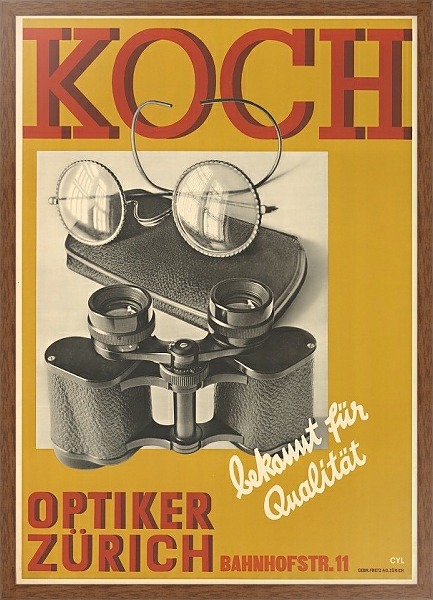 Постер Koch, Optiker Zürich, bekannt für Qualität с типом исполнения На холсте в раме в багетной раме 1727.4310
