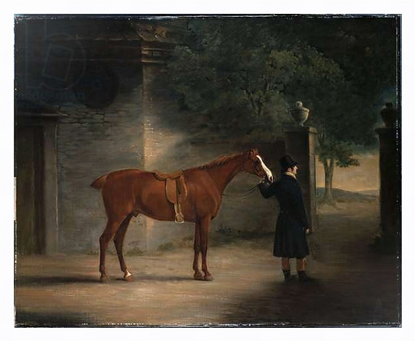 Постер A Hunter and a Groom in a Courtyard, 1816 с типом исполнения На холсте в раме в багетной раме 221-03