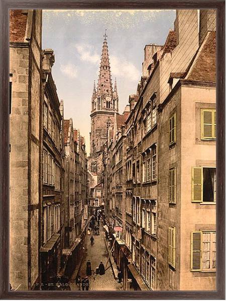 Постер Франция. Сен-Мало, главная улица с типом исполнения На холсте в раме в багетной раме 221-02