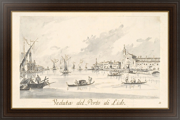 Постер The Porto di Lido, with the Fortezza Sant’Andrea on the Left с типом исполнения На холсте в раме в багетной раме 1.023.151