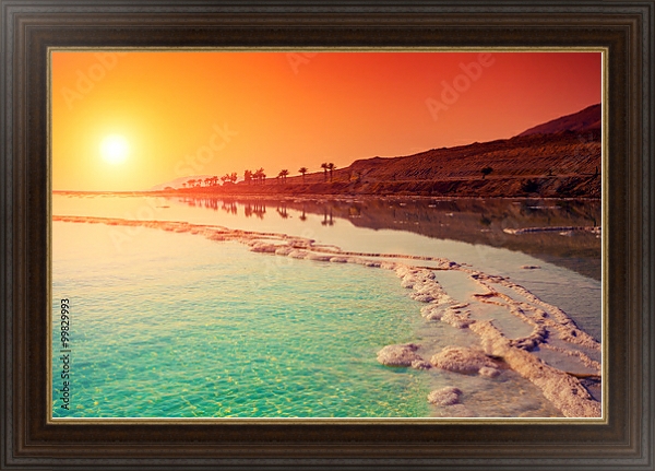 Постер  Восход солнца над Мёртвым морем с типом исполнения На холсте в раме в багетной раме 1.023.151