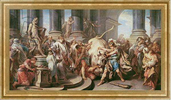 Постер Theseus conquering the bull at Marathon, 1732-34 с типом исполнения На холсте в раме в багетной раме NA033.1.051