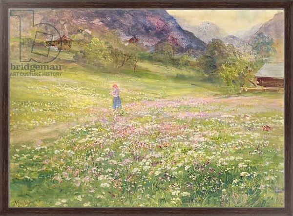 Постер Girl in a Field of Poppies с типом исполнения На холсте в раме в багетной раме 221-02