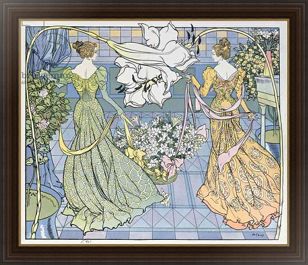 Постер Women surrounded by flowers, c. 1900 с типом исполнения На холсте в раме в багетной раме 1.023.151
