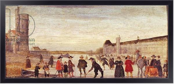 Постер Skaters on the Seine in 1608 с типом исполнения На холсте в раме в багетной раме 221-01