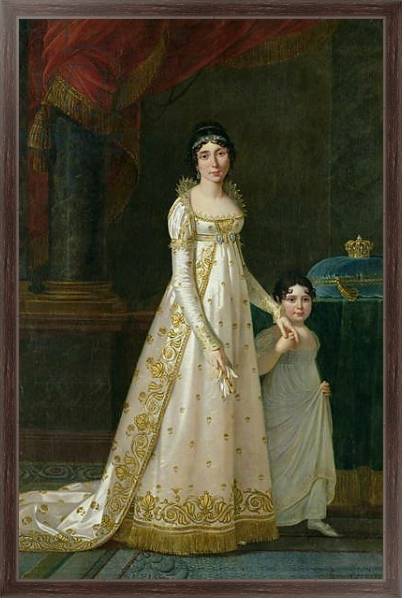 Постер Portrait of Marie-Julie Clary Queen of Naples with her daughter Zenaide Bonaparte 1807 с типом исполнения На холсте в раме в багетной раме 221-02