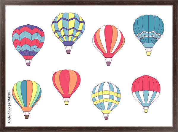 Постер Набор цветных воздушных шаров с типом исполнения На холсте в раме в багетной раме 221-02