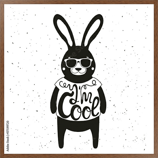 Постер Стильный кролик в солнцезащитных очках с типом исполнения На холсте в раме в багетной раме 1727.4310