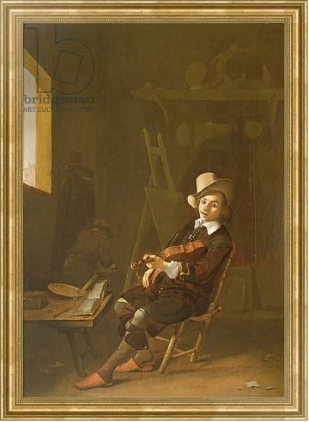 Постер Self Portrait of the Artist Playing a Violin с типом исполнения На холсте в раме в багетной раме NA033.1.051