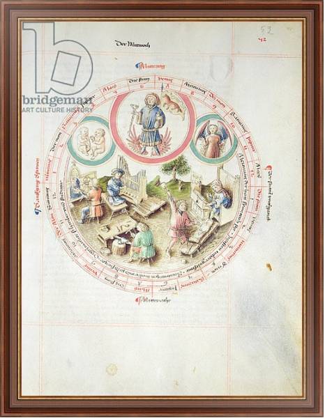 Постер MS 2a Astron 1, fol 5.2 Astrological chart depicting Wednesday с типом исполнения На холсте в раме в багетной раме 35-M719P-83