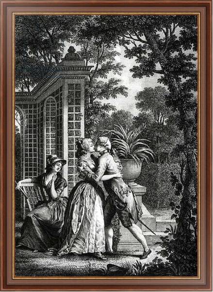 Постер The First Kiss of Love, illustration from 'La Nouvelle Heloise' by Jean-Jacques Rousseau с типом исполнения На холсте в раме в багетной раме 35-M719P-83