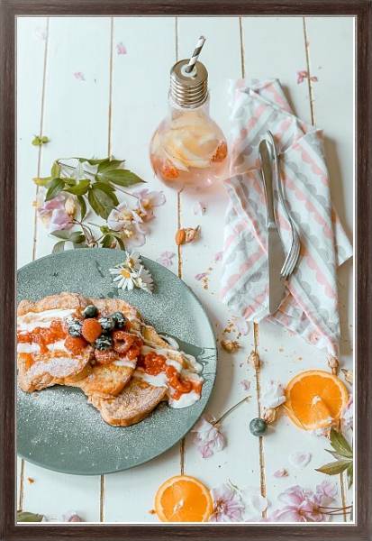 Постер Завтрак с тостами и ягодами с типом исполнения На холсте в раме в багетной раме 221-02