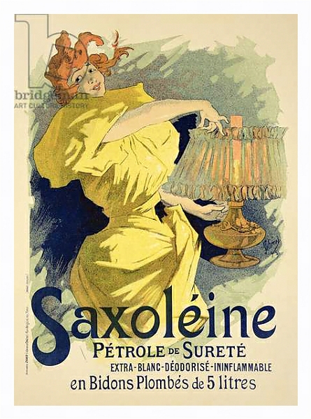 Постер Reproduction of a poster advertising 'Saxoleine', safe parrafin oil, 1896 с типом исполнения На холсте в раме в багетной раме 221-03