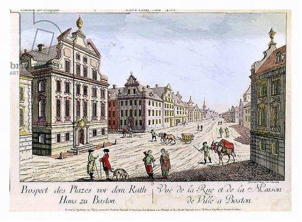 Постер View of the Town Hall, Boston с типом исполнения На холсте в раме в багетной раме 221-03